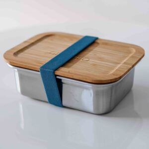 Nerezová krabička na jídlo GREENEO s těsněním | 1200 ml | Modrý pásek