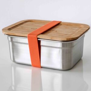 Nerezový box na jídlo GREENEO s těsněním | 1500 ml | Oranžový pásek