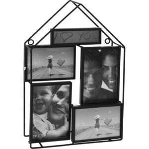 Home collection Rám na 4 fotky kovový domek černá