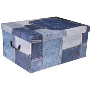Home collection Úložné krabice se vzorem Patchwork 51x37x24cm jeansová