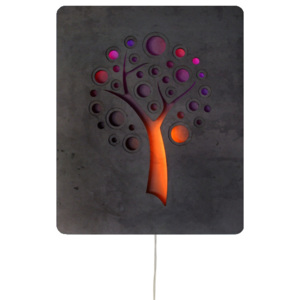Přenosné svítidlo Tree Apple D-22QO Typ a rozměr: dekorační na stůl i na stěnu 17x17cm, Barva dekoračního světla: fialová + žlutá