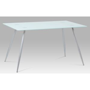 Artium jídelní stůl, GDT-114 WT, 140x80x75 cm bílé sklo + nohy šedý lak