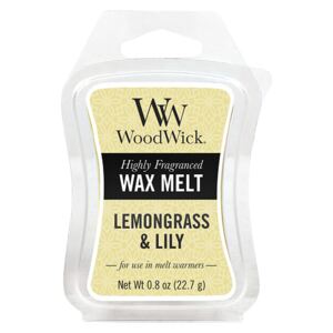WoodWick vonný vosk Lemongrass & Lily (Citronová tráva a lilie) 23g (Zelené květinové tóny se spojují s jemnou vůní sladkého citrónu a grepu do osvěžující kompozice rostlin. Dokonalá kompozice svěží vůně citronové trávy.)
