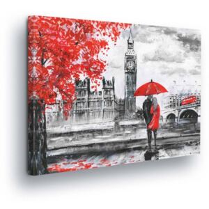 Obraz na plátně GLIX - Červeno-šedý Big Ben 80x60 cm