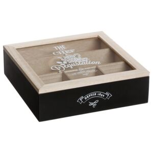 Tea box s 5 přihrádkami, černá barva, 24x24x7 cm