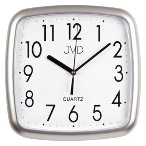 Stříbrné hranaté nástěnné hodiny JVD quartz H615.16