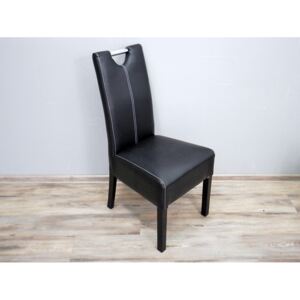 Jídelní židle LENYA 16025A 100x47x57 cm imitace kůže barva černá nohy dub tmavý