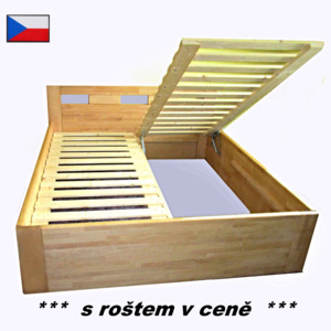 Vančat CZ postel Gábina - s úložným prostorem - masiv buk 4cm