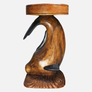Dřevěná vyřezávaná stolička delfín 51 cm Thajsko