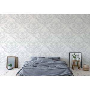 GLIX Fototapeta - Floral Pattern White And Grey Vliesová tapeta - 250x104 cm