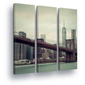 GLIX Obraz na plátně - Černobílý New Yorkský Most II 3 x 30x100 cm