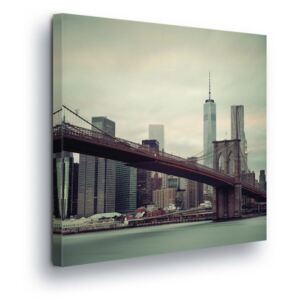GLIX Obraz na plátně - Černobílý New Yorkský Most II 80x80 cm