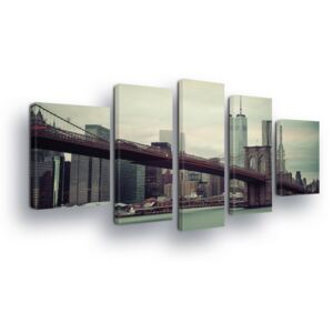 GLIX Obraz na plátně - Černobílý New Yorkský Most II 2 x 40x60 / 2 x 30x80 / 1 x 30x100 cm