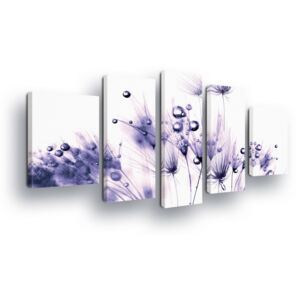 Obraz na plátně GLIX - Tmavě Modré Obrysy Květin 2 x 40x60 / 2 x 30x80 / 1 x 30x100 cm