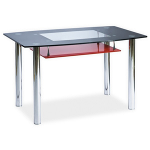 Černý jídelní stůl s červenou poličkou typ A KN305
