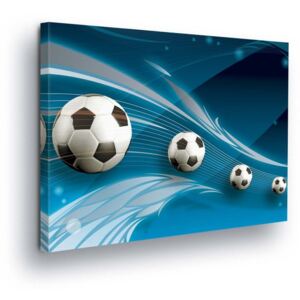 Obraz na plátně GLIX - Fotbalové Míče na Modré Dráze 80x60 cm