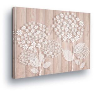 Obraz na plátně GLIX - Bílé Květiny a Dřevěných Latích II 80x60 cm