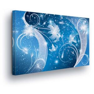 Obraz na plátně GLIX - Sněhové Květy v Modré 60x40 cm