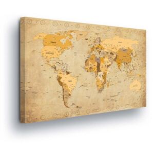 Obraz na plátně GLIX - Mapa Světa v Krémových Tónech 60x40 cm