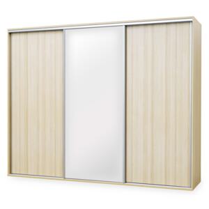 Nábytek Mikulík Skříň FLEXI 3 dveře plné, 1x zrcadlo - (š/v/h) 300 x 240 x 65 cm