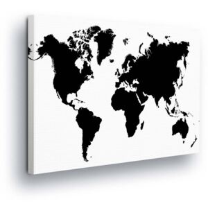 Obraz na plátně GLIX - Černobílá Mapa Světa 80x60 cm