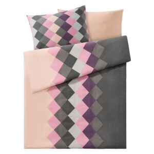 MERADISO® Ložní prádlo Renforcé, 200 x 220 cm (šedá / růžová / lila fialová)