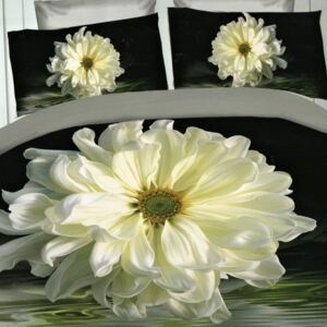 Numbero plus 4 dílné bavlněné povlečení - Bílý dahlia květ