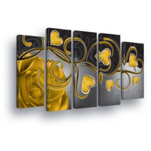 Obraz na plátně GLIX - Žluté Květy ve Tvaru Srdce 2 x 30x80 / 3 x 30x100 cm