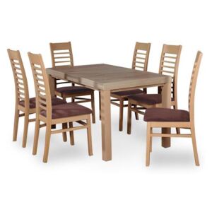 Set 17 - 6x židle,1x stůl,rozklad (dub sonoma/nubuk 26W)