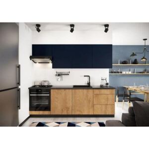 Kuchyně Leya 240 cm (modrá mat/dřevo) HENRY STYLE