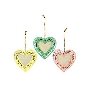 Autronic Srdce kovové, mix barev (růžová,žlutá,zelená) SHA742928
