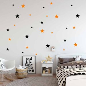 Samolepka na zeď GLIX - Dekorace hvězdy Černá a oranžová 2x 75x30 cm
