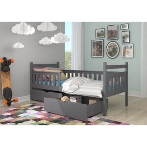 Dětská postel se zábranou Alby 80x180 cm Grafitově šedá