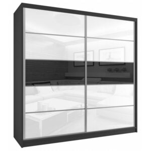 Šatní skříň s posuvnými skleněnými dveřmi - šířka 133 cm černý korpus - různé kombinace 176
