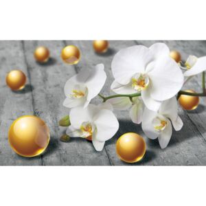 Postershop Fototapeta: Orchidej a žluté kuličky - 254x368 cm