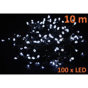Vánoční LED řetěz - 10 m, 100 LED, studeně bílý - OEM D00837