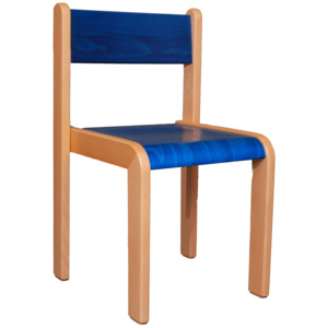 Dětská židlička bez područky 18 cm DE mořená - modré sedátko a opěradlo (výška sedáku 18 cm)