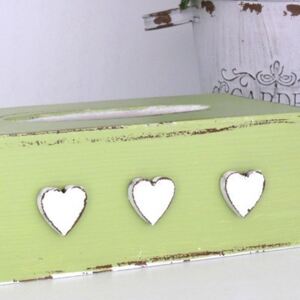 Krabička na kapesníky zelená - Srdce 431