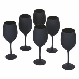 VILLA D’ESTE HOME Set sklenic na víno Naima 6 kusů, matná, černá, 428 ml