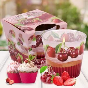 Vonná svíčka ve skle Fruit Muffins Cherry and Strawberry 115 g (Bartek Candles)