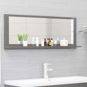 Koupelnové zrcadlo šedé vysoký lesk 100x10,5x37 cm dřevotříska