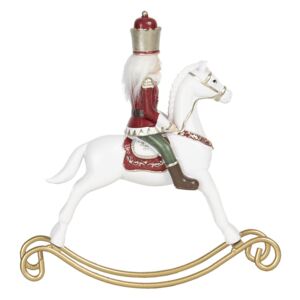 Clayre & Eef - Decoration nutcracke on rocking horse 22*4*23 cm 6PR3063