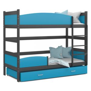 Patrová postel TWIST včetně úložného prostoru (Šedá), Modrá