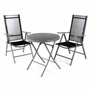 Zahradní balkónový set židle a stůl - černé - OEM D36492
