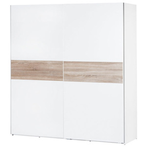 Šatní skříň s posuvnými dveřmi 183 cm bílá a dub sonoma KN134