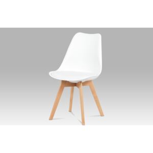 Artium Jídelní židle plast bílý / koženka bílá / masiv buk - CT-752 WT