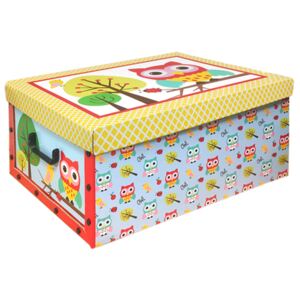 Box s víkem Owl 49 x 24 x 39 cm, žluté víko