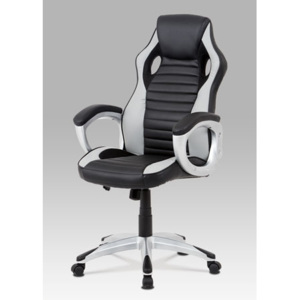 Výškově nastavitelná kancelářská židle z ekokůže v černošedé barvě KA-V507 GREY