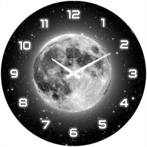 Postershop Nástěnné skleněné hodiny: Úplněk měsíce - 34 cm