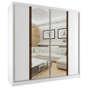 Elegantní šatní skříň s posuvnými dveřmi, zrcadlem 133 cm bílý korpus - Bez dojezdu
